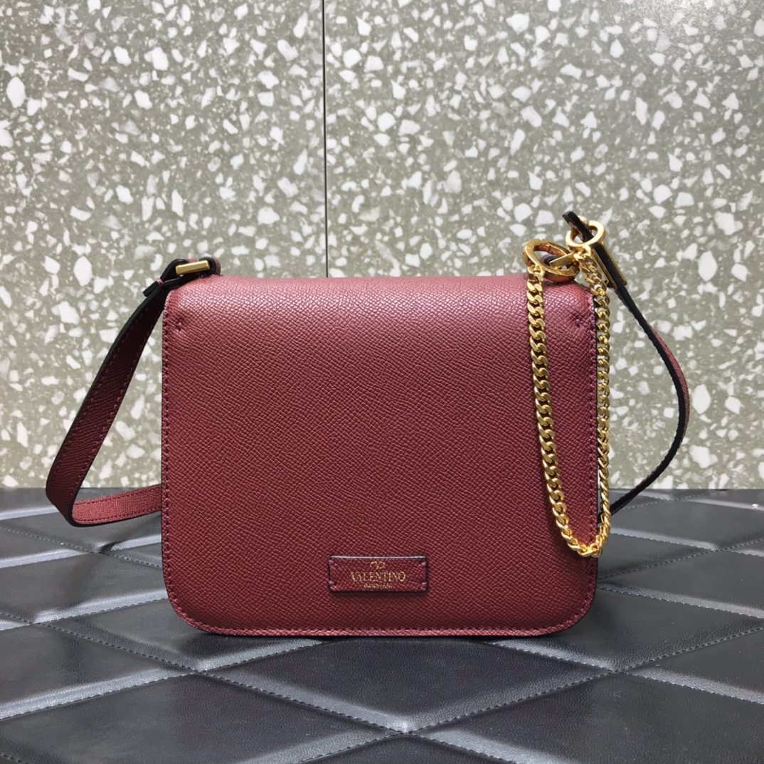 Va1e*ntin0 small vsling grainy calfskin shoulder bag dark burgundy vw2b0f01 18 x 18 x 9 cm