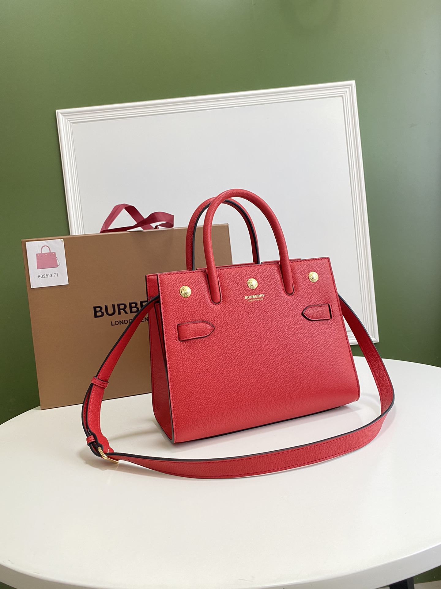 Bv*b*rry mini leather two-handle title bag red 80254721 26 x 13.5 x 20 cm