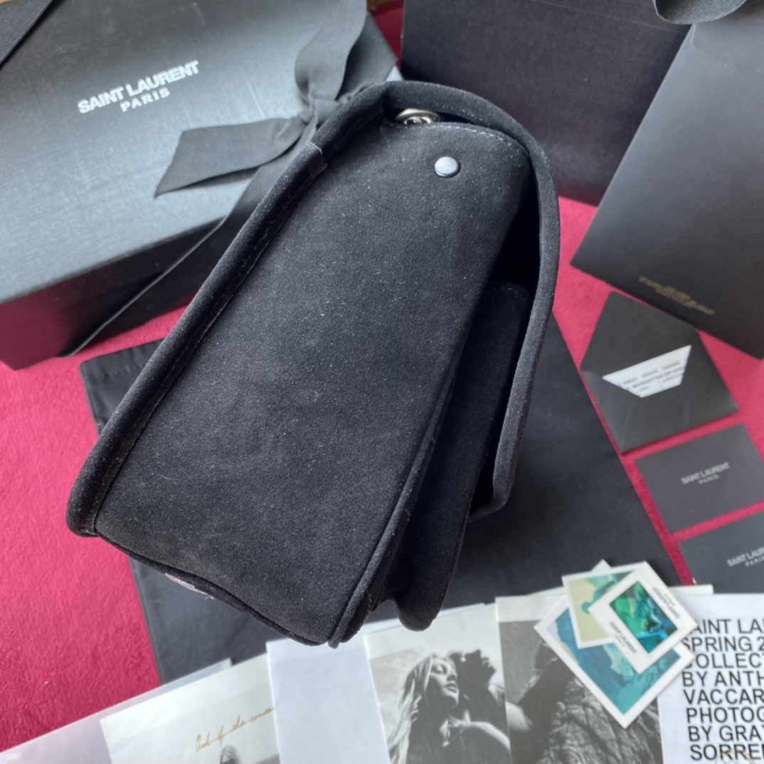 Y51 medium niki in suede and smooth leather black metal 4988941 28 × 20 × 8 cm