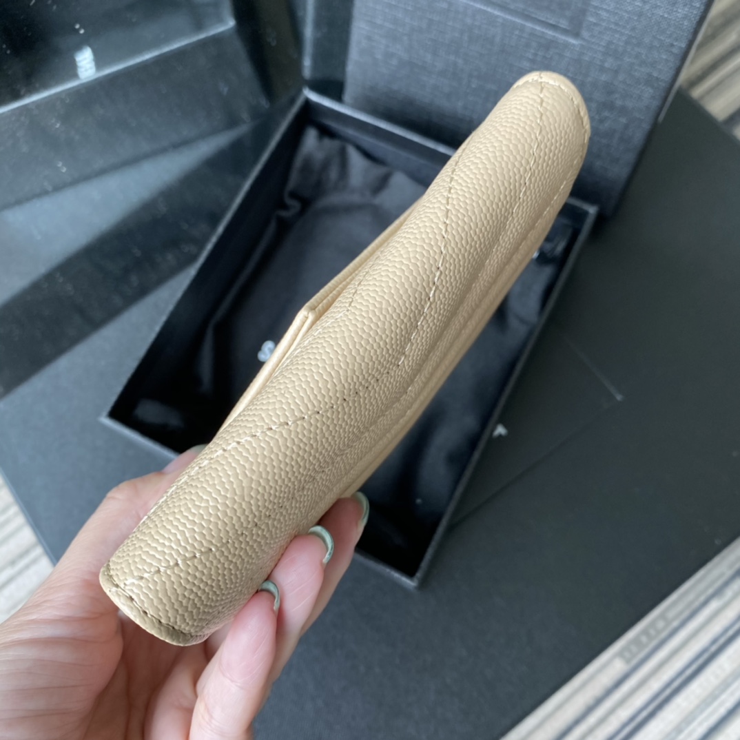 Y51 small monogram envelope wallet in grain de poudre embossed leather light beige 414404 13.5 x 9.5 x 3 cm