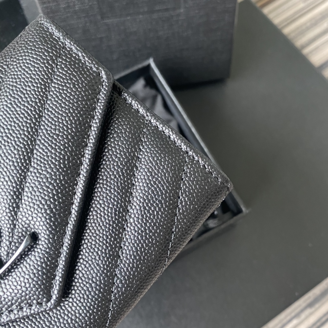 Y51 small monogram envelope wallet in grain de poudre embossed leather black metal 414404 13.5 x 9.5 x 3 cm