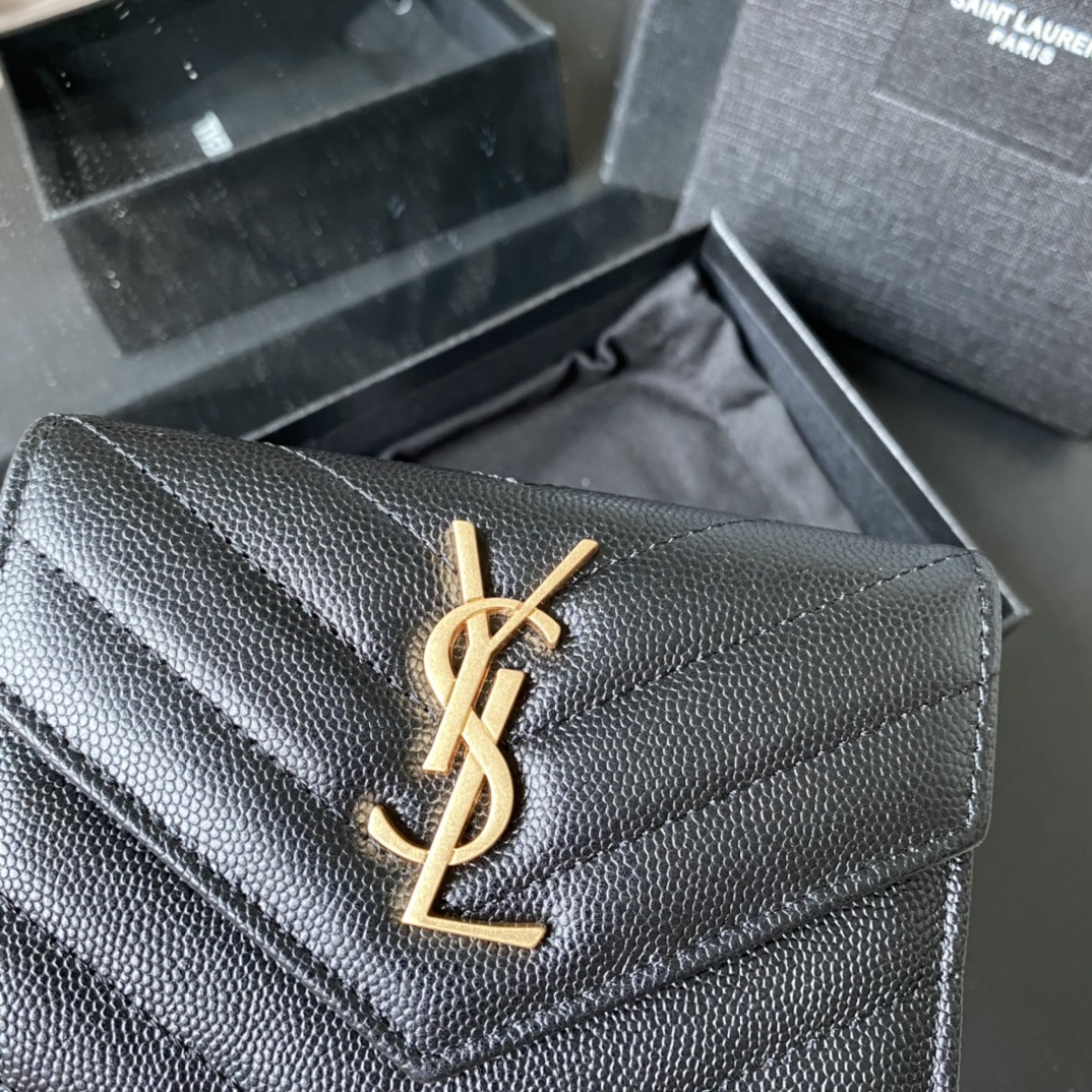 Y51 small monogram envelope wallet in grain de poudre embossed leather black 414404 13.5 x 9.5 x 3 cm