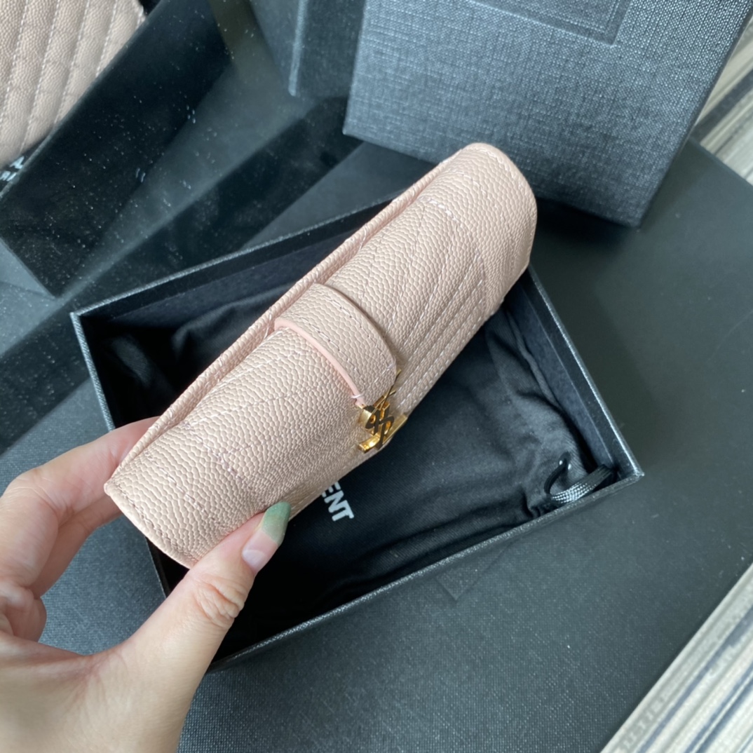 Y51 small monogram envelope wallet in mix matelassÉ grain de poudre embossed leather light pink 651026 13.5 x 9.5 x 3 cm