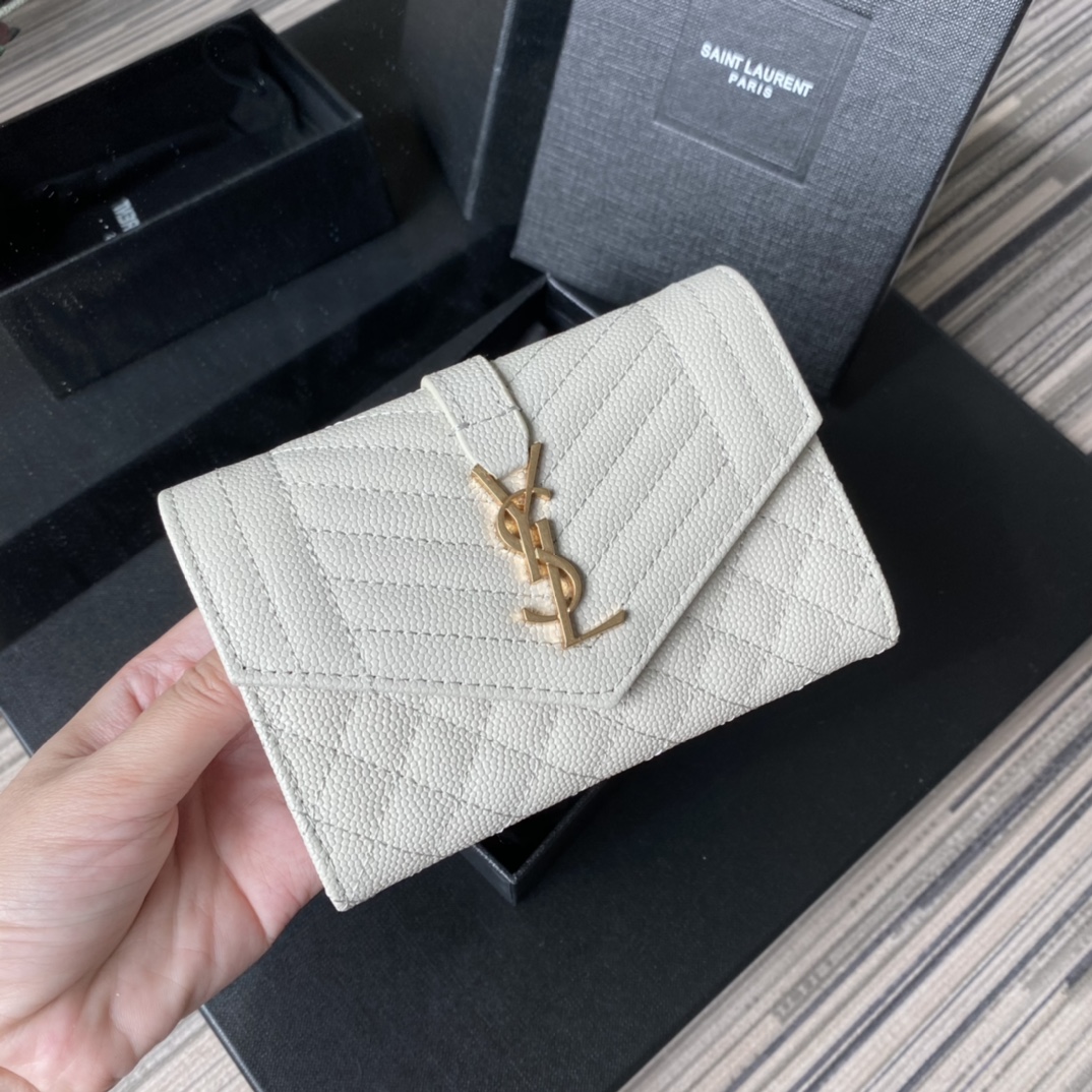 Y51 small monogram envelope wallet in mix matelassÉ grain de poudre embossed leather white 651026 13.5 x 9.5 x 3 cm