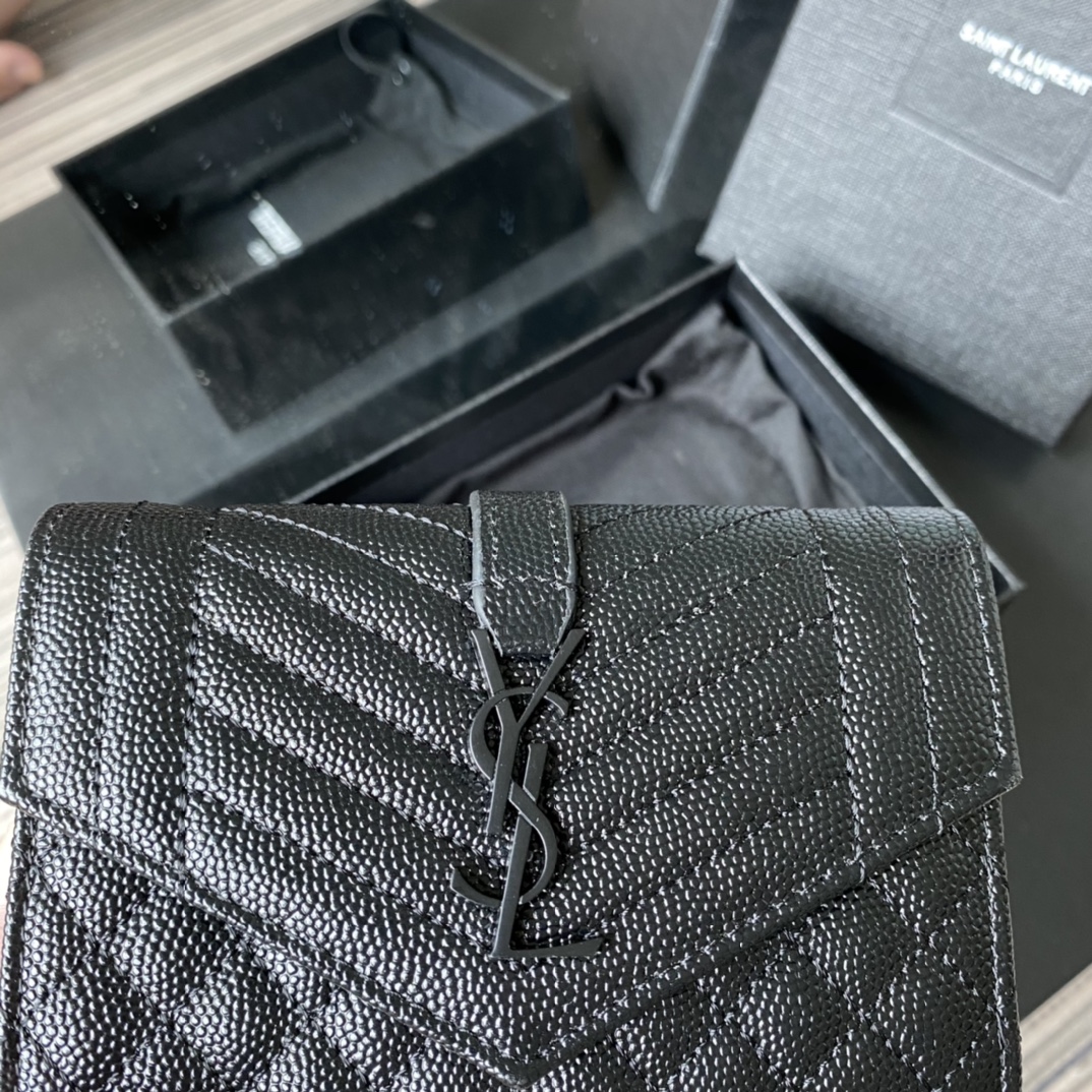 Y51 small monogram envelope wallet in mix matelassÉ grain de poudre embossed leather black metal 651026 13.5 x 9.5 x 3 cm