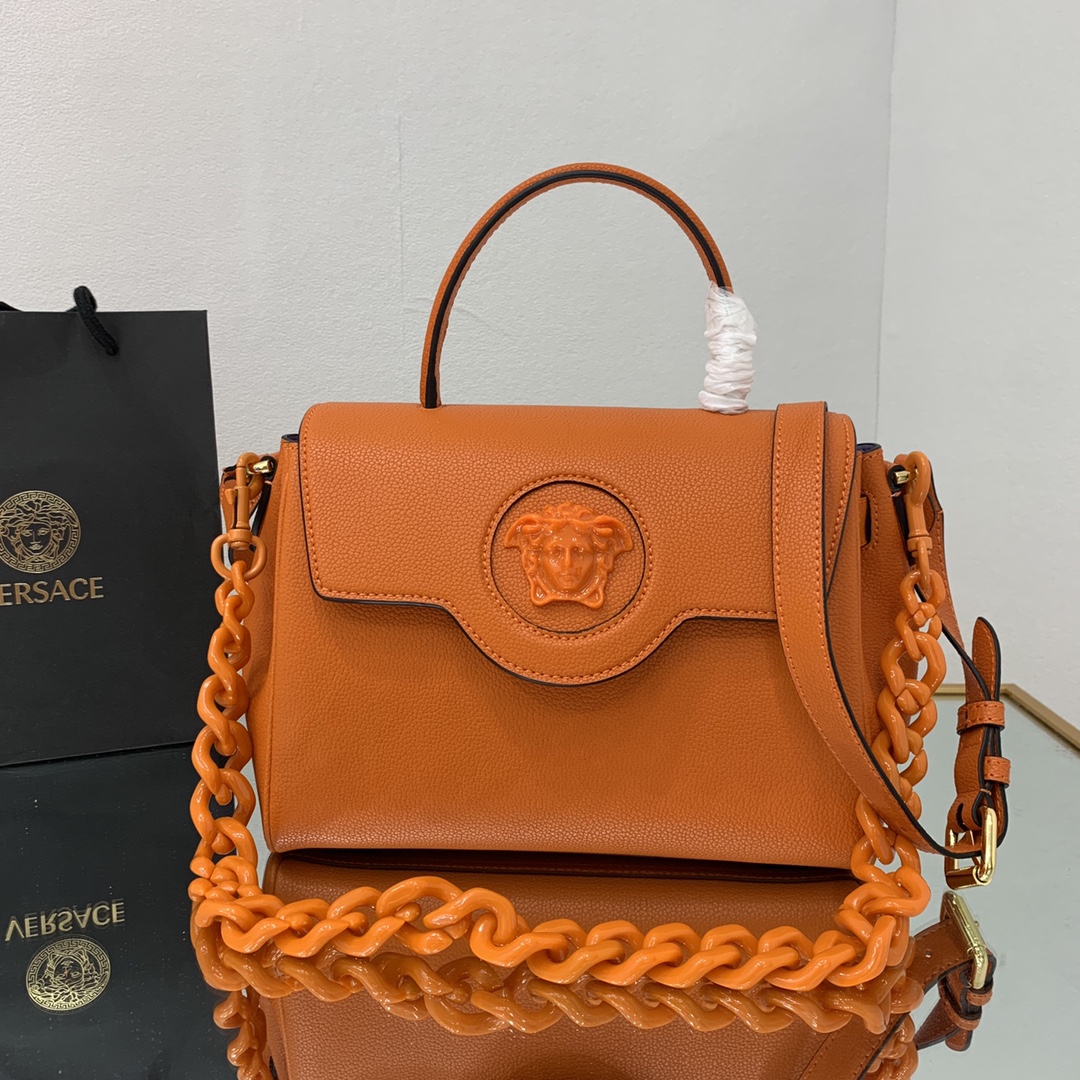 VERSACE MEDIUM LA MEDUSA HANDBAG Orange DBFI039 25 x 15 x 22 cm