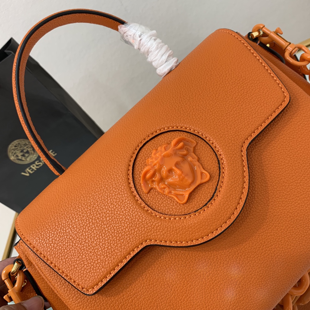 VERSACE MEDIUM LA MEDUSA HANDBAG Orange DBFI039 25 x 15 x 22 cm