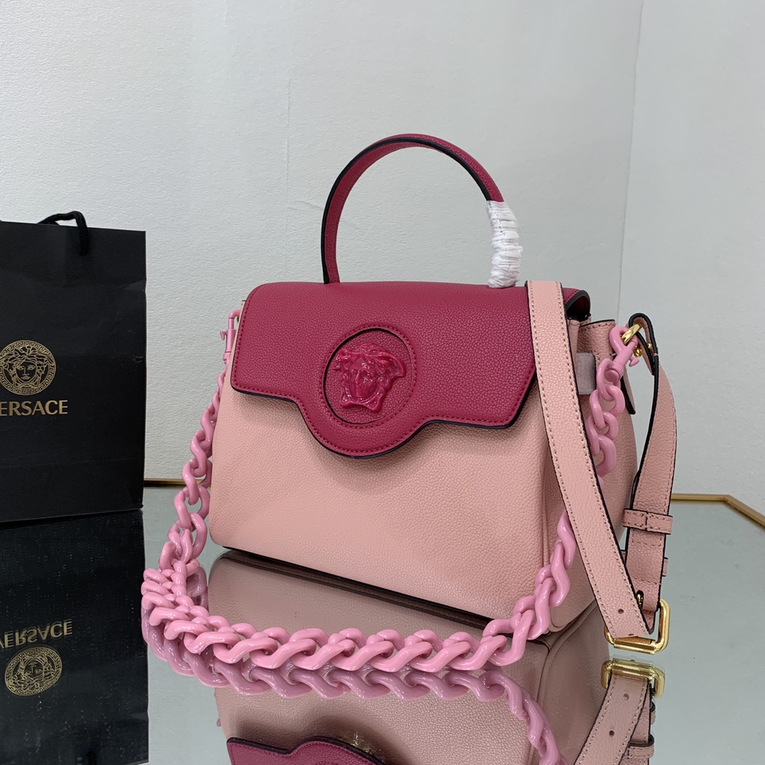 VERSACE MEDIUM LA MEDUSA HANDBAG Dark Pink DBFI039 25 x 15 x 22 cm