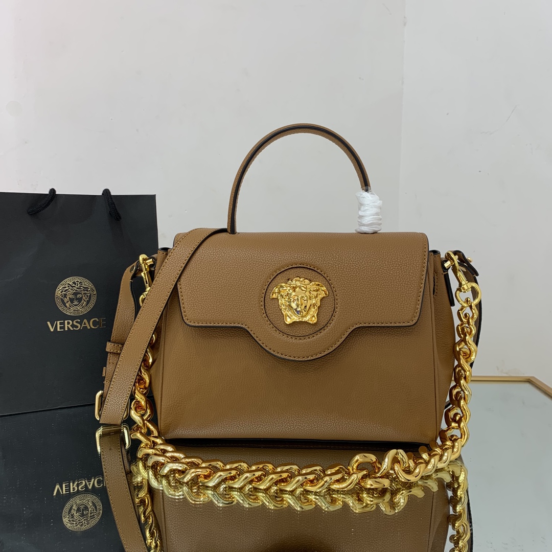 VERSACE MEDIUM LA MEDUSA HANDBAG Caramel DBFI039 25 x 15 x 22 cm