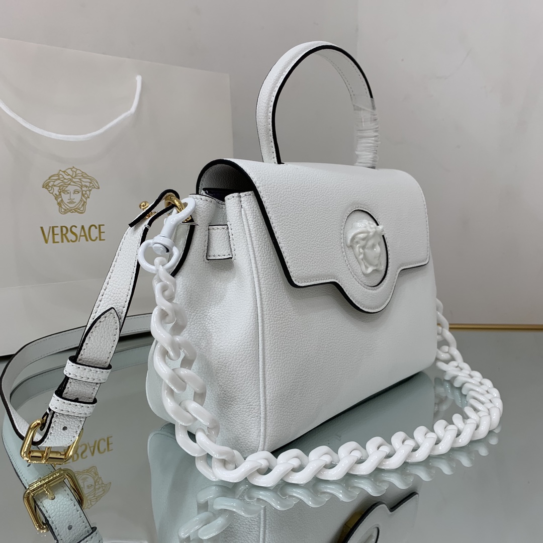 VERSACE MEDIUM LA MEDUSA HANDBAG White DBFI039 25 x 15 x 22 cm