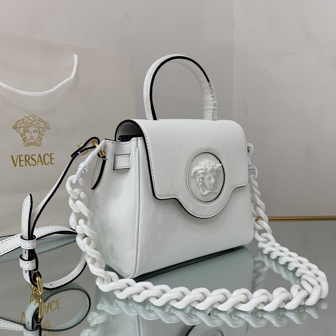VERSACE SMALL LA MEDUSA HANDBAG White DBFI040 20 x 10 x 17 cm