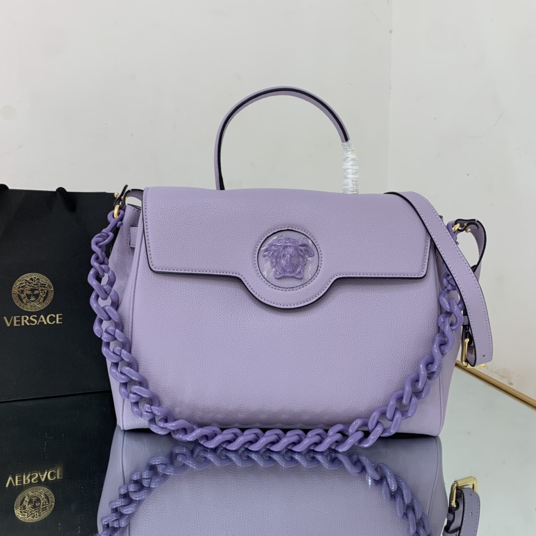 VERSACE LARGE LA MEDUSA HANDBAG Lilac DBFI038 35 x 14 x 25 cm