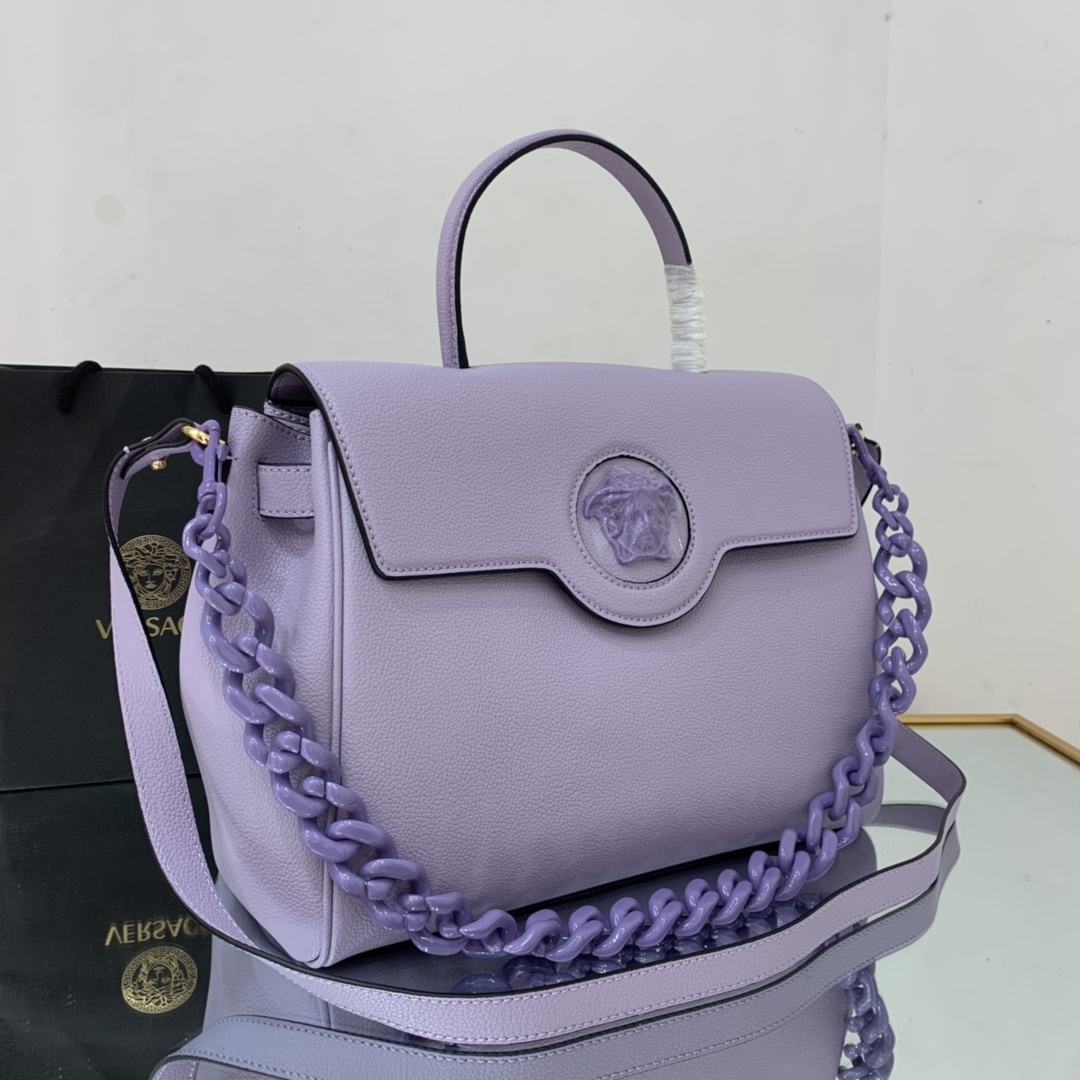 VERSACE LARGE LA MEDUSA HANDBAG Lilac DBFI038 35 x 14 x 25 cm
