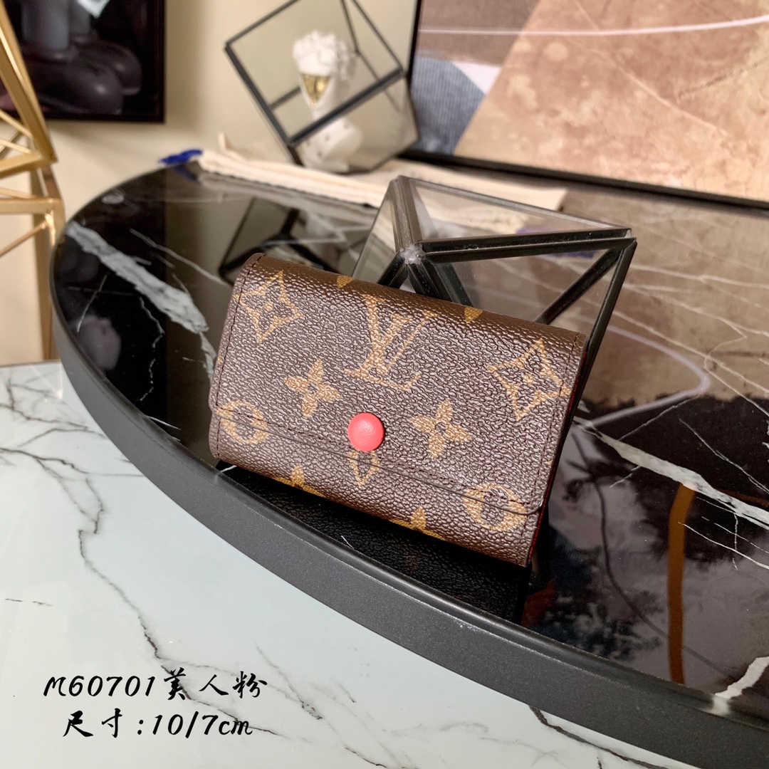 l0vis Vvtt0n 6 key holder monogram canvas peach m62630 10 x 7 cm