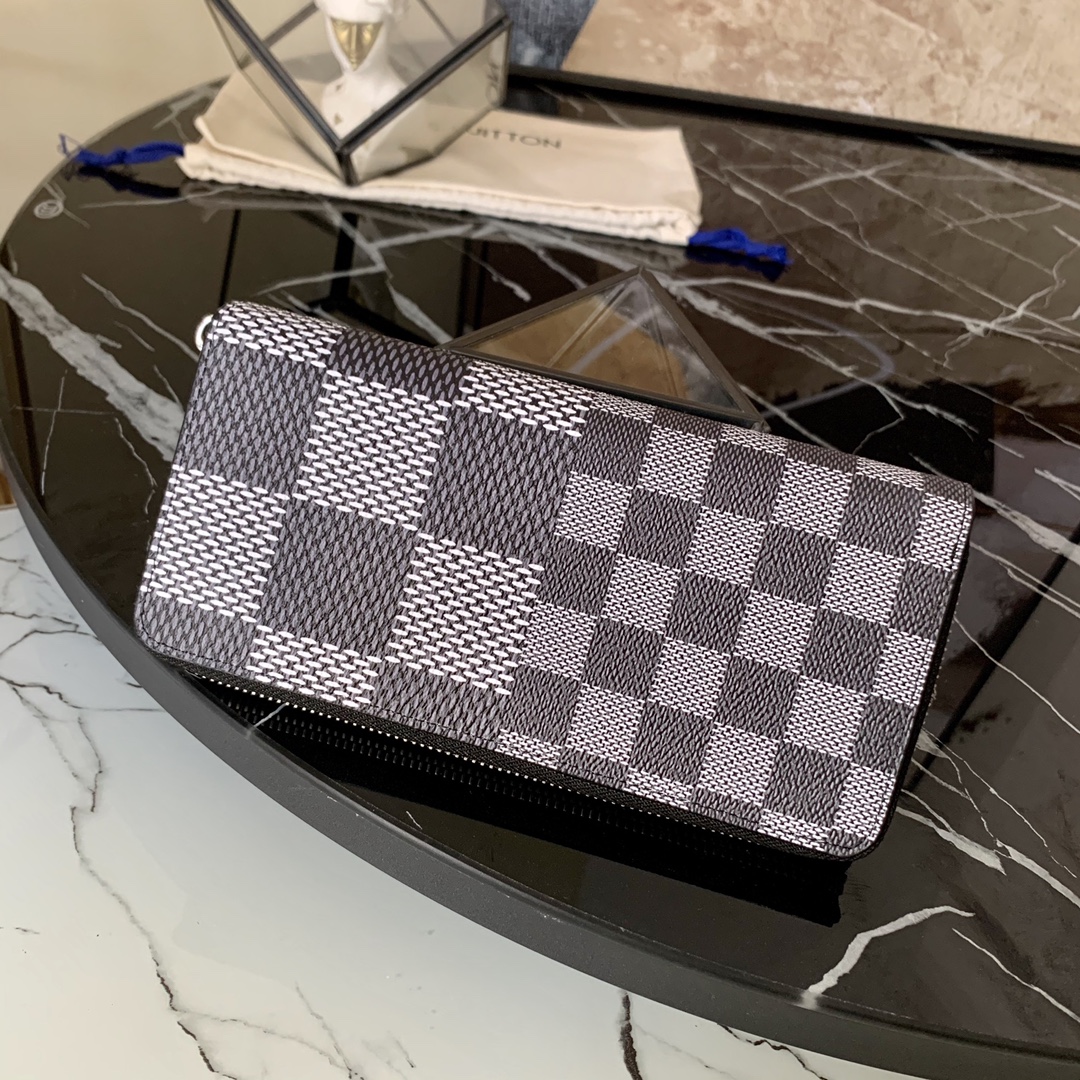 l0vis Vvtt0n vertical zippy wallet damier infini 3d white and black n60442 10 x 20 x 2 cm