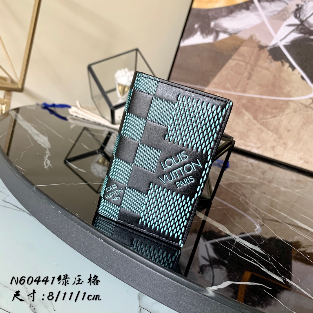 l0vis Vvtt0n pocket organizer damier graphite 3d leather green n60431 8 x 11 x 1 cm