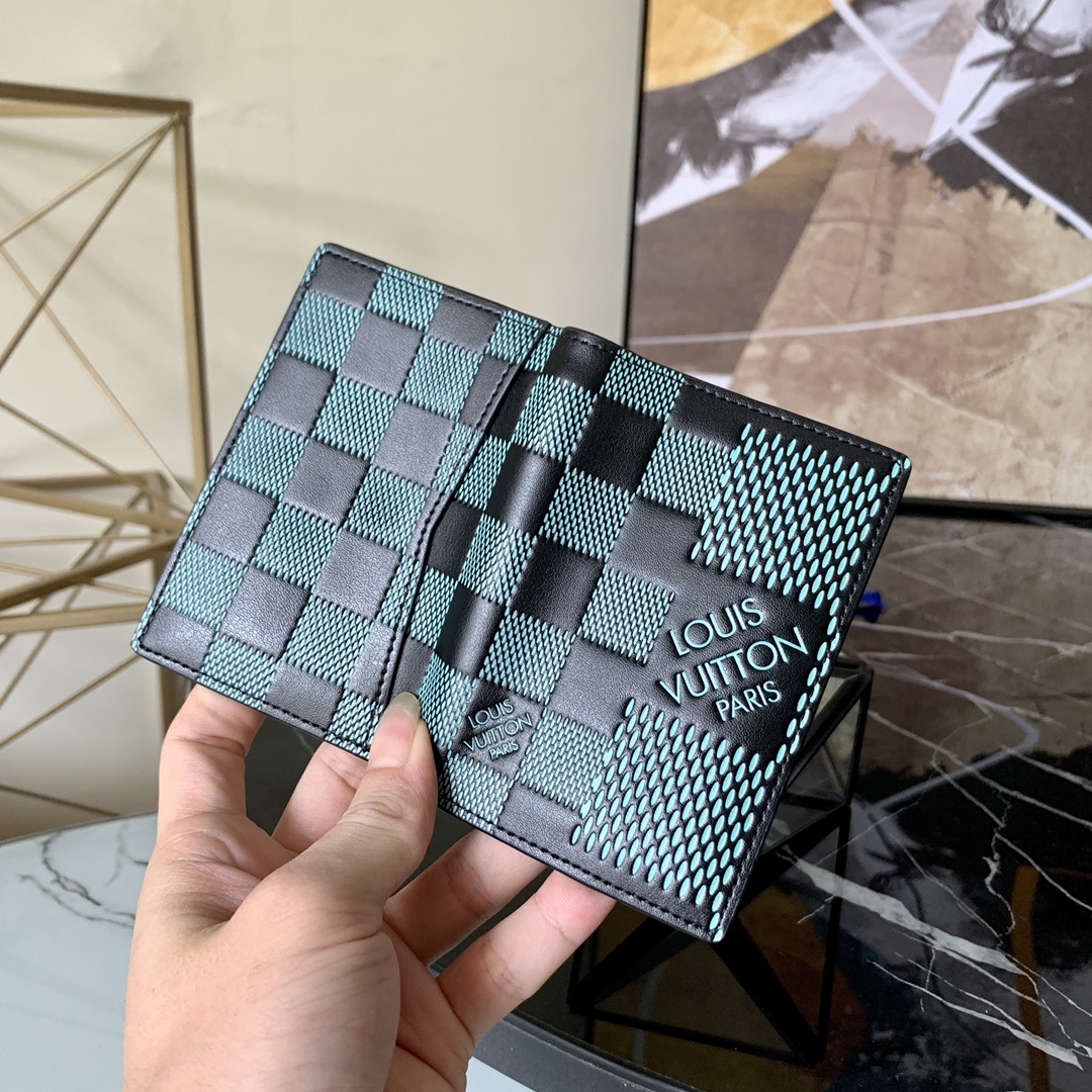 l0vis Vvtt0n pocket organizer damier graphite 3d leather green n60431 8 x 11 x 1 cm