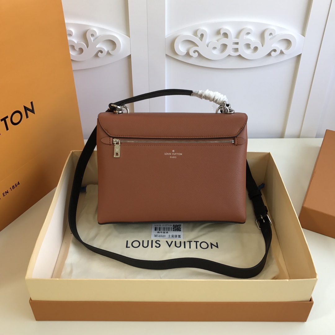 l0vis Vvtt0n mylockme satchel grained calfskin leather caramel and white m54849 28 x 20 x 11 cm