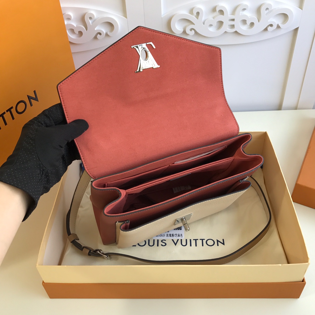 l0vis Vvtt0n mylockme satchel grained calfskin leather brown and white m54849 28 x 20 x 11 cm