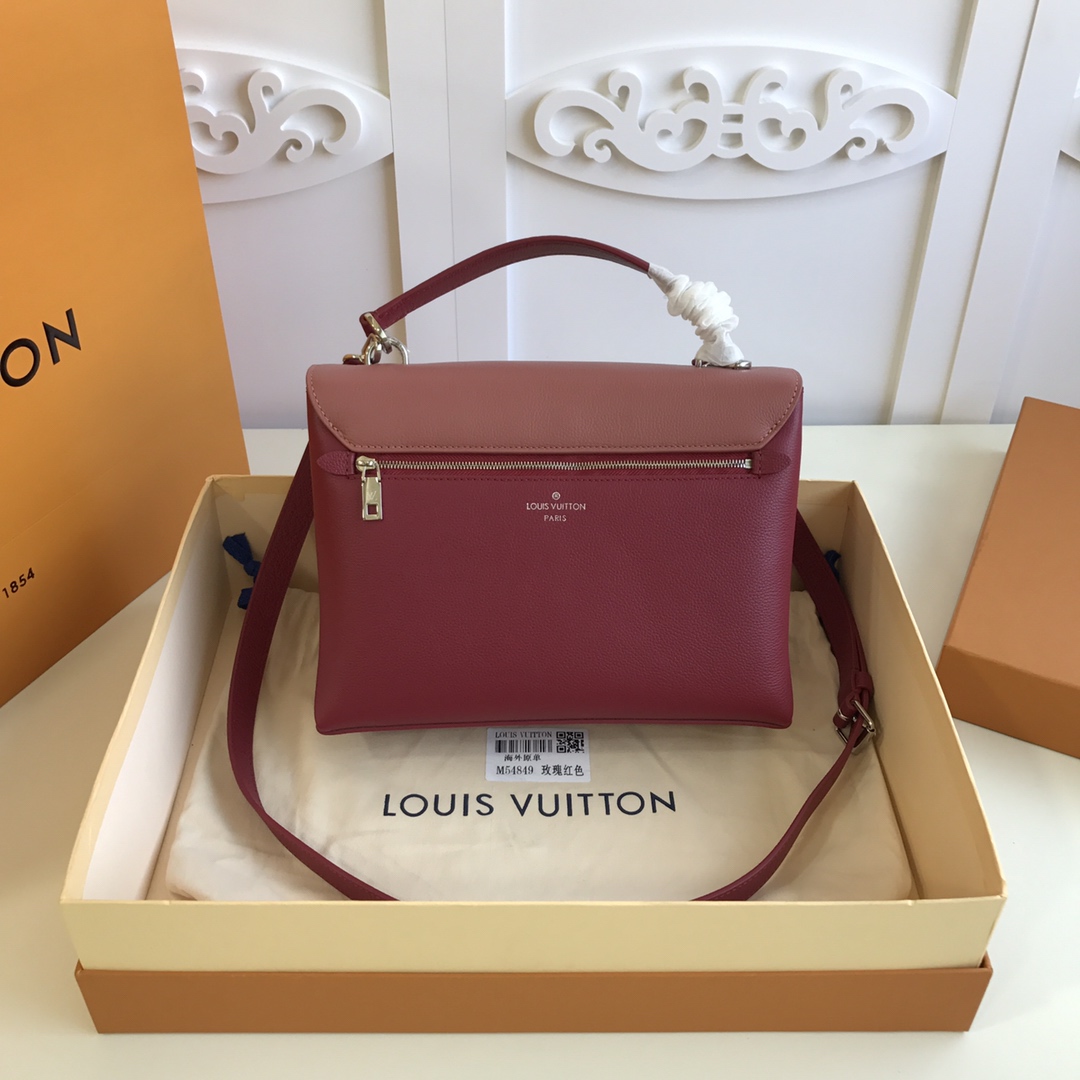 l0vis Vvtt0n mylockme satchel grained calfskin leather burgundy and white m54849 28 x 20 x 11 cm
