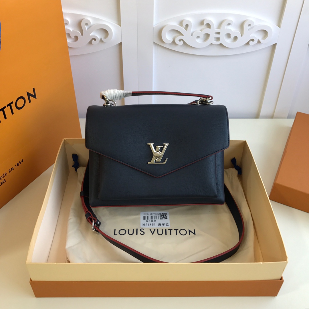 l0vis Vvtt0n mylockme satchel grained calfskin leather marine rouge m53197 28 x 20 x 11 cm