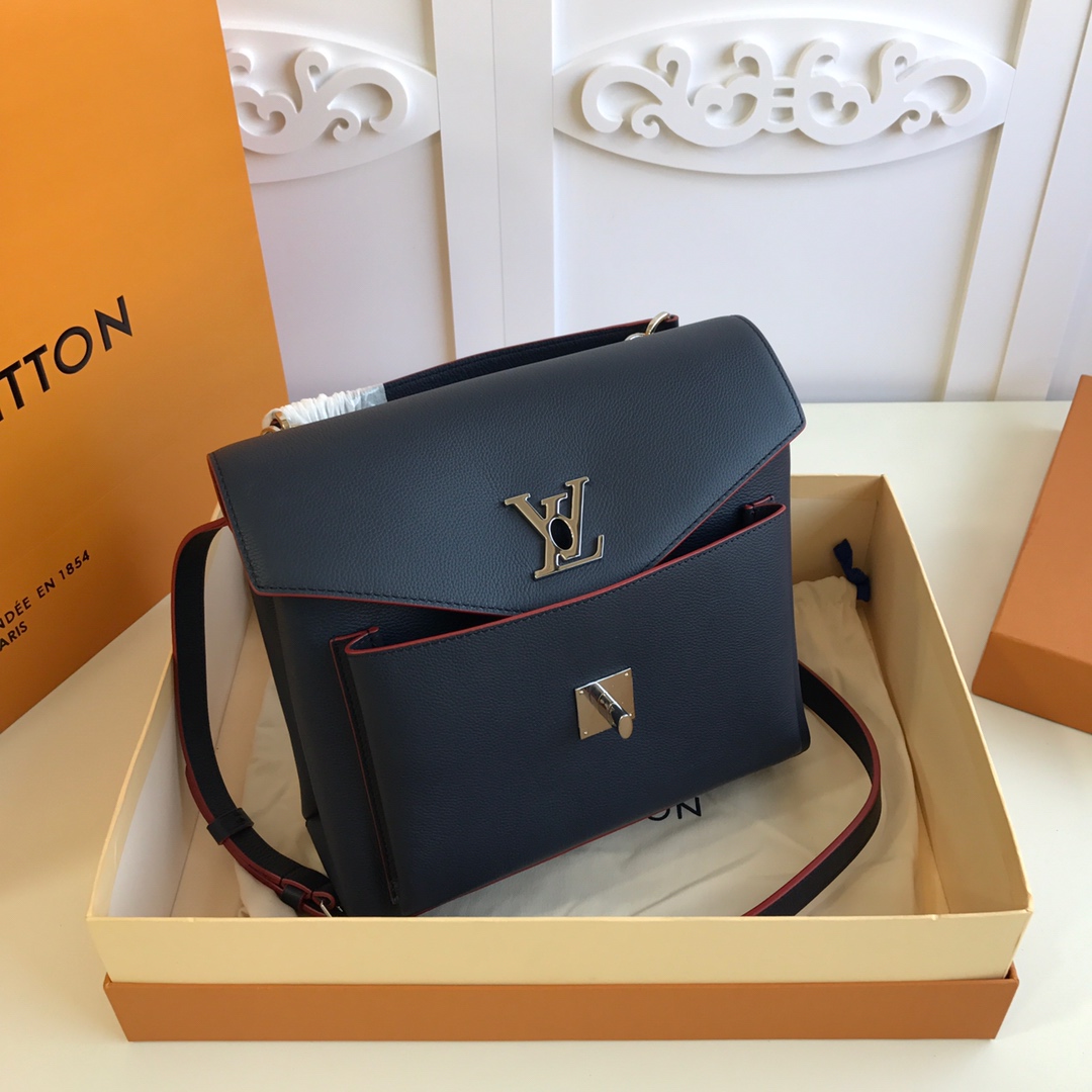 l0vis Vvtt0n mylockme satchel grained calfskin leather marine rouge m53197 28 x 20 x 11 cm