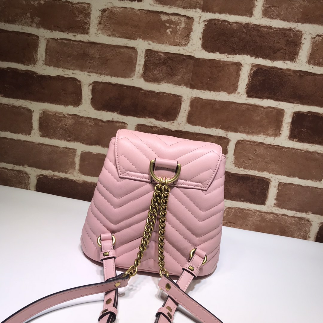 Gvc*1 gg marmont matelassé backpack pink 528129 19 x 18.5 x 10 cm