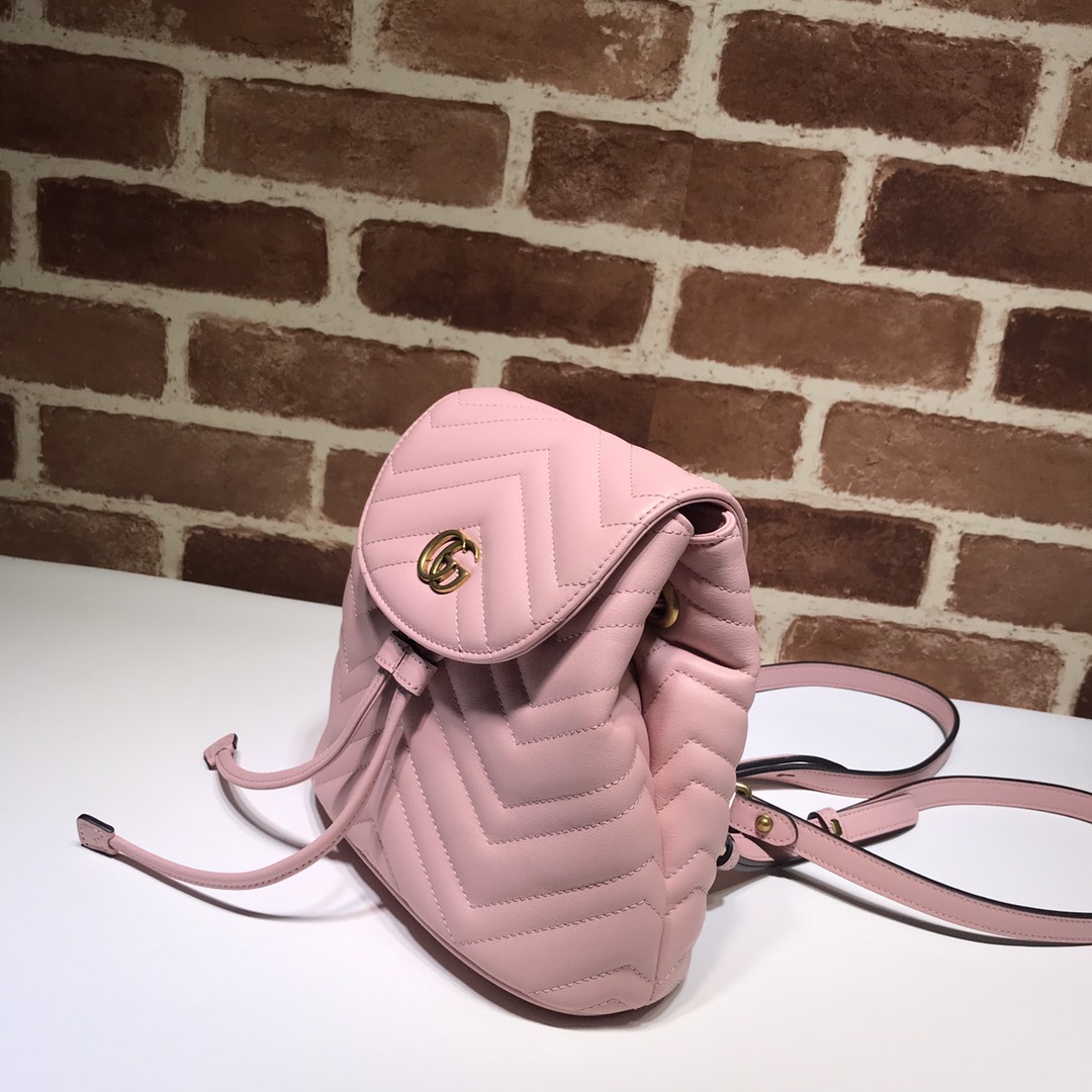 Gvc*1 gg marmont matelassé backpack pink 528129 19 x 18.5 x 10 cm