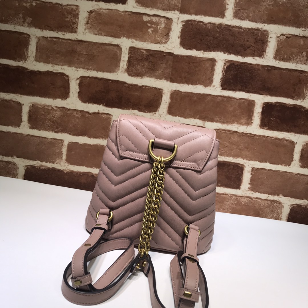 Gvc*1 gg marmont matelassé backpack dark pink 528129 19 x 18.5 x 10 cm
