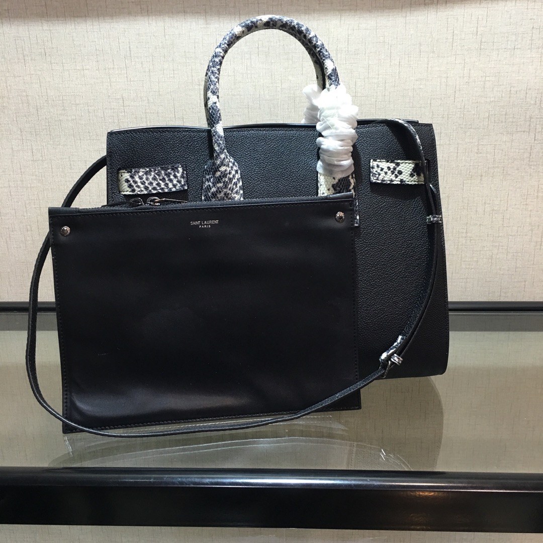 Y51 small classic sac de jour in grained leather black and python 378299 32 x 25 x 16.5 cm