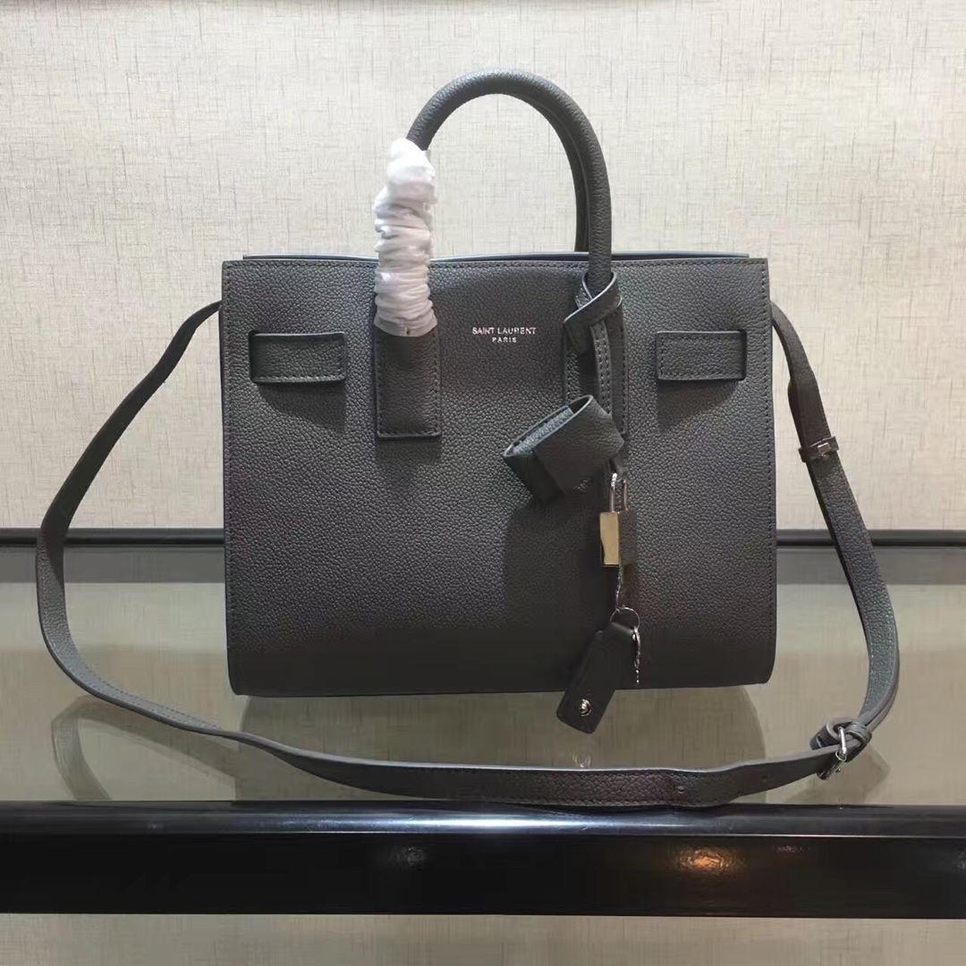 Y51 baby classic sac de jour in grained leather grey 421863 26 x 21 x 13 cm