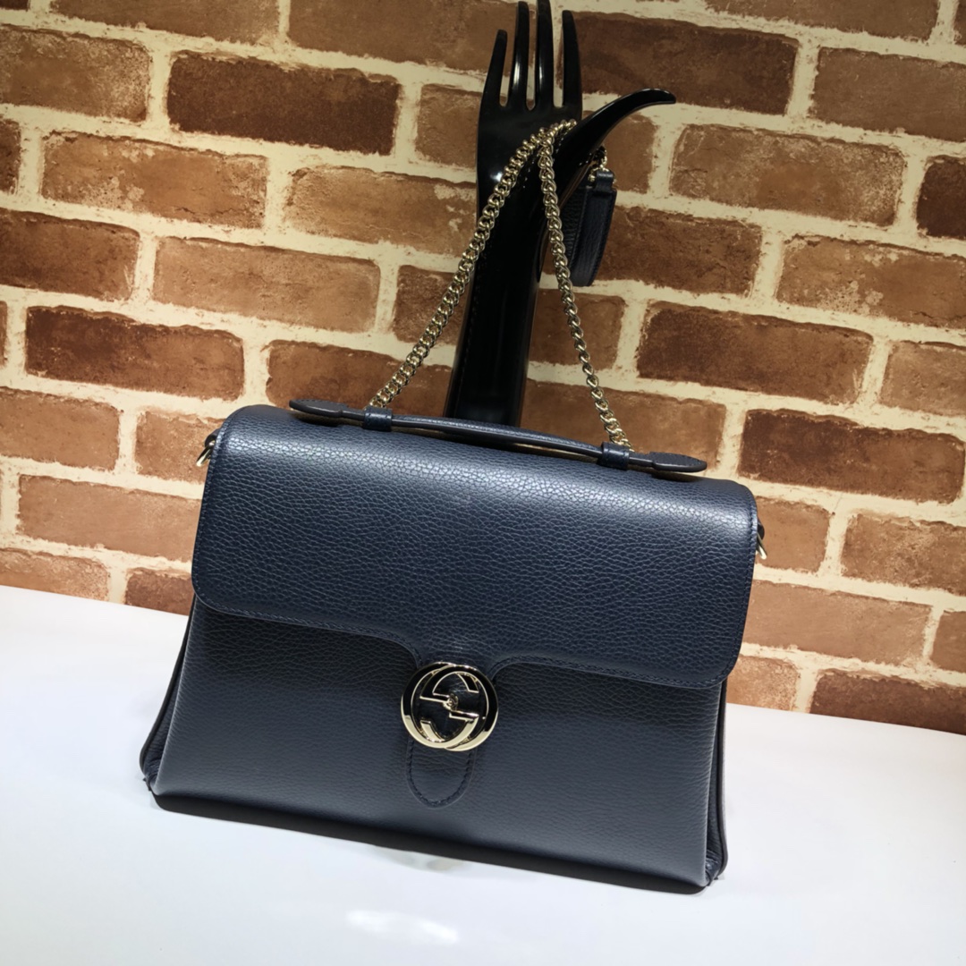 Gvc*1 large interlocking gg shoulder bag dark blue 510306 32 x 20 x 12 cm