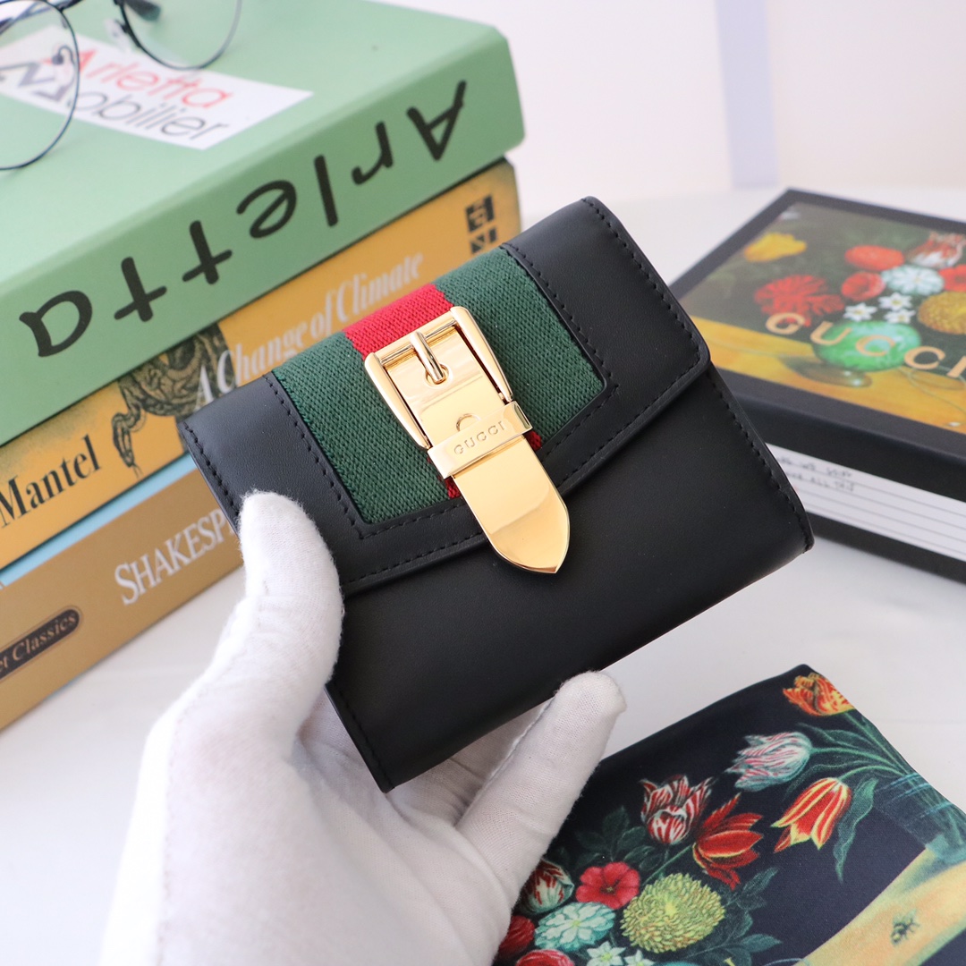 Gvc*1 sylvie tri-fold conpact wallet black 476081 11 x 9.5 x 3 cm