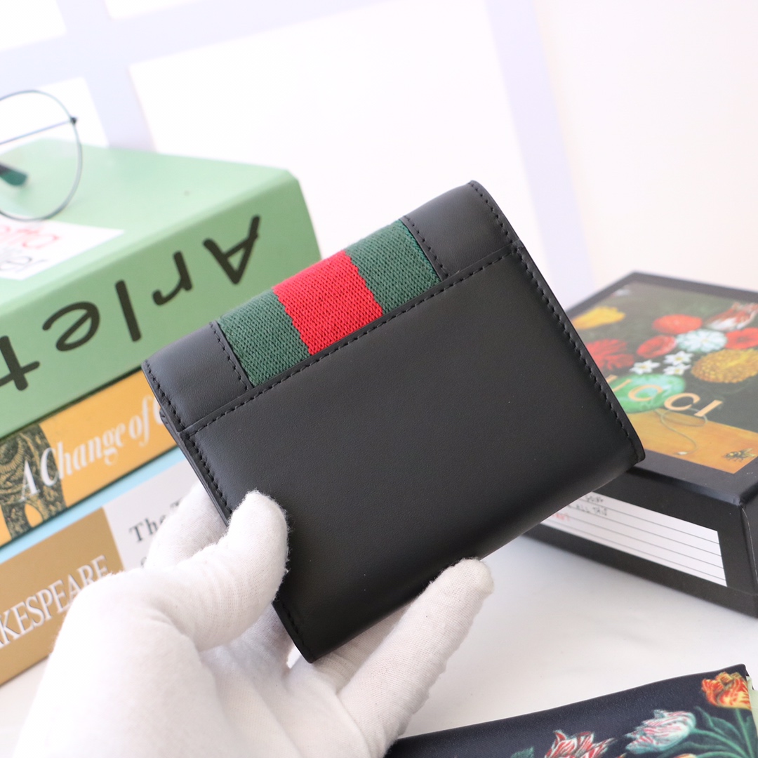 Gvc*1 sylvie tri-fold conpact wallet black 476081 11 x 9.5 x 3 cm