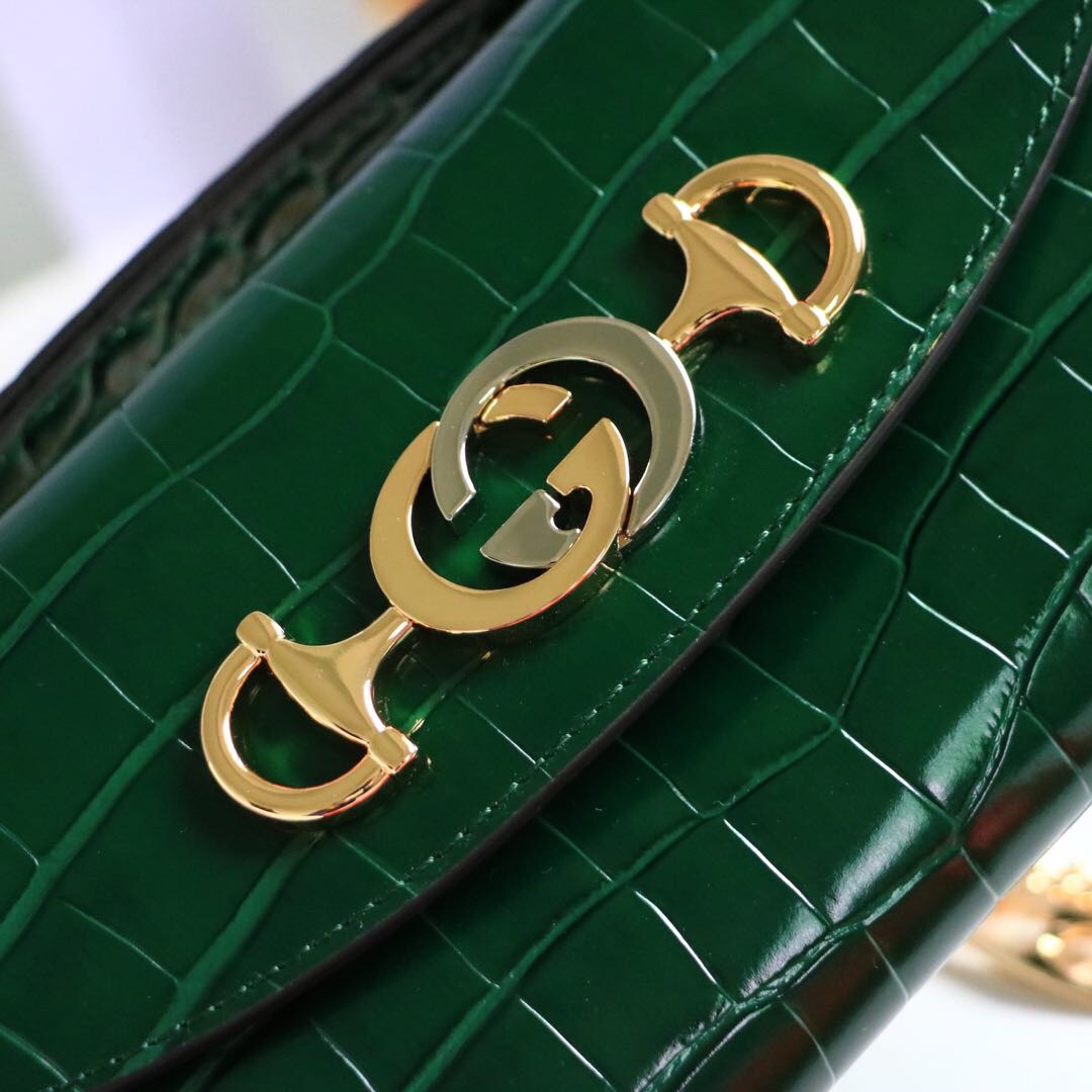 Gvc*1 mini shoulder bag crocodile leather green 564718 18.5 x 11 x 3.5 cm