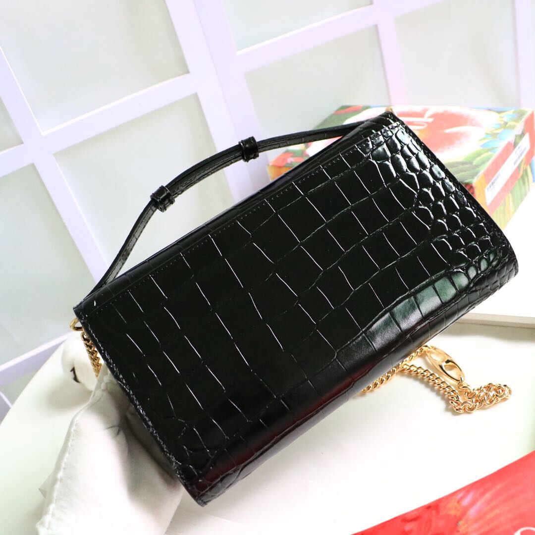 Gvc*1 medium zumi shoulder bag crocodile leather black 572375 24 x 14 x 5 cm