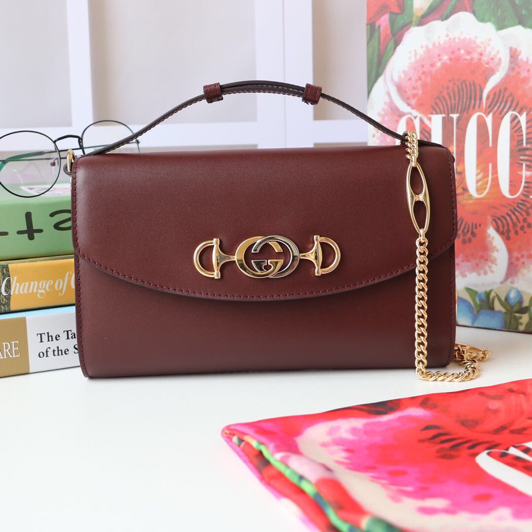 Gvc*1 medium zumi shoulder bag leather burgundy 572375 24 x 14 x 5 cm