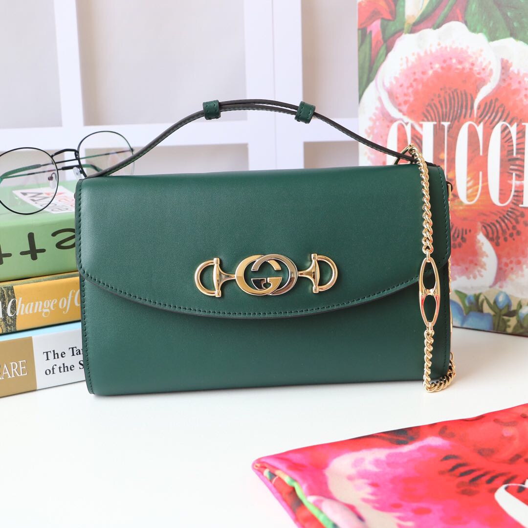 Gvc*1 medium zumi shoulder bag leather green 572375 24 x 14 x 5 cm