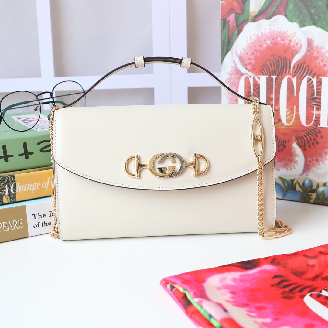 Gvc*1 medium zumi shoulder bag leather white 572375 24 x 14 x 5 cm