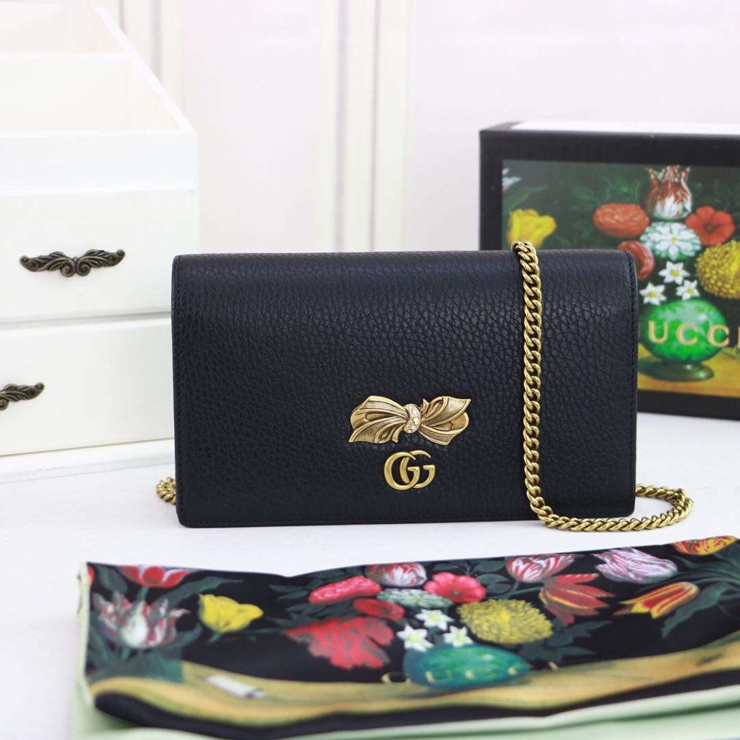 Gvc*1 gg embellished crossbody bag black and pink 524293 18 x 10.5 x 4.5 cm