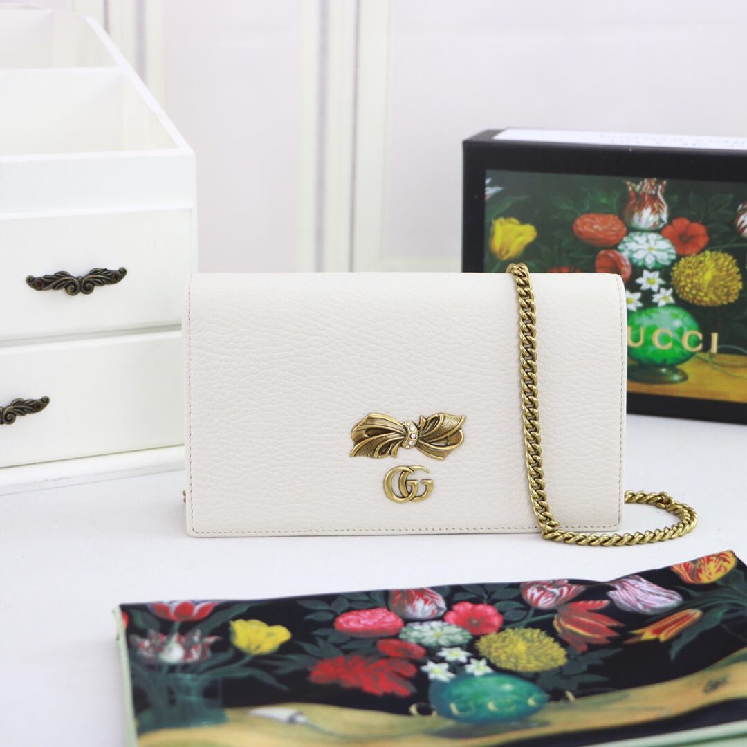 Gvc*1 gg embellished crossbody bag white and pink 524293 18 x 10.5 x 4.5 cm