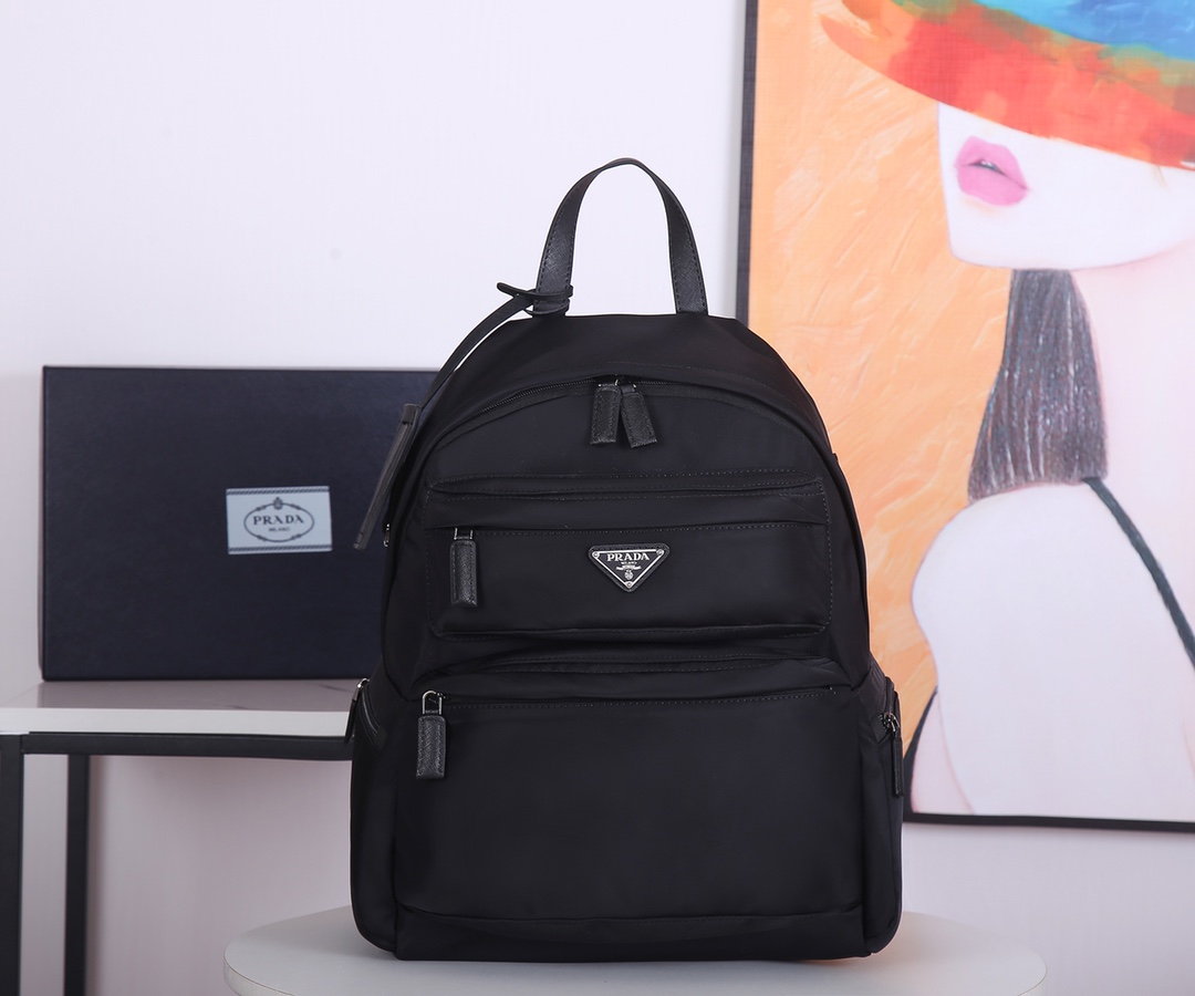 Pra*a nylon backpack black 2vz025 29 × 40 × 17 cm