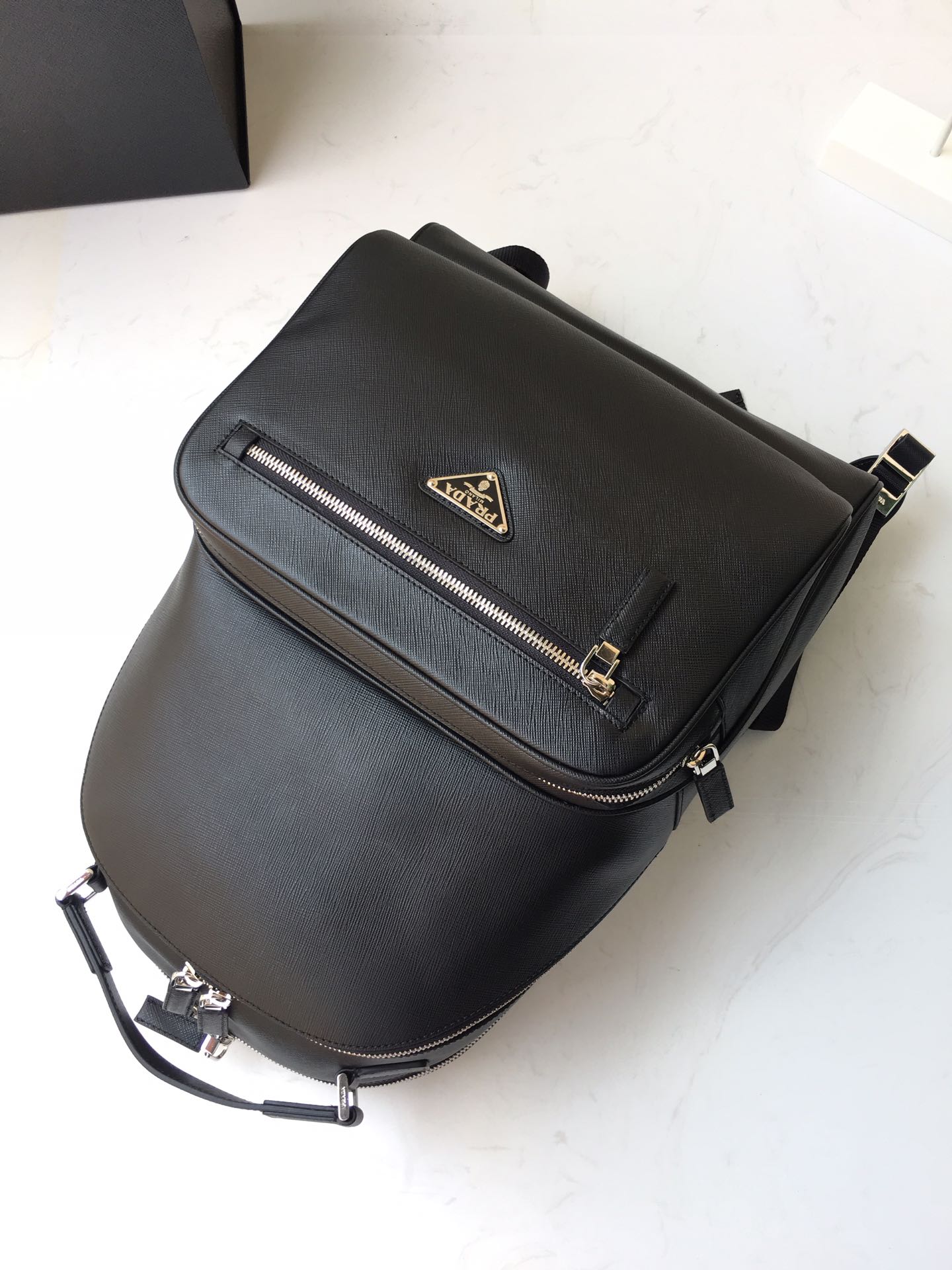 Pra*a saffiano leather backpack black 2vz032 27 x 39.5 x 16cm
