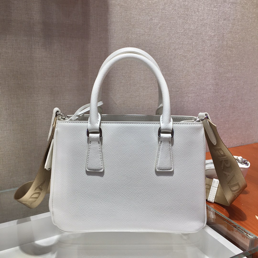 Pra*a mini galleria saffiano leather bag white 1ba296 23 x 16.5 x 10 cm