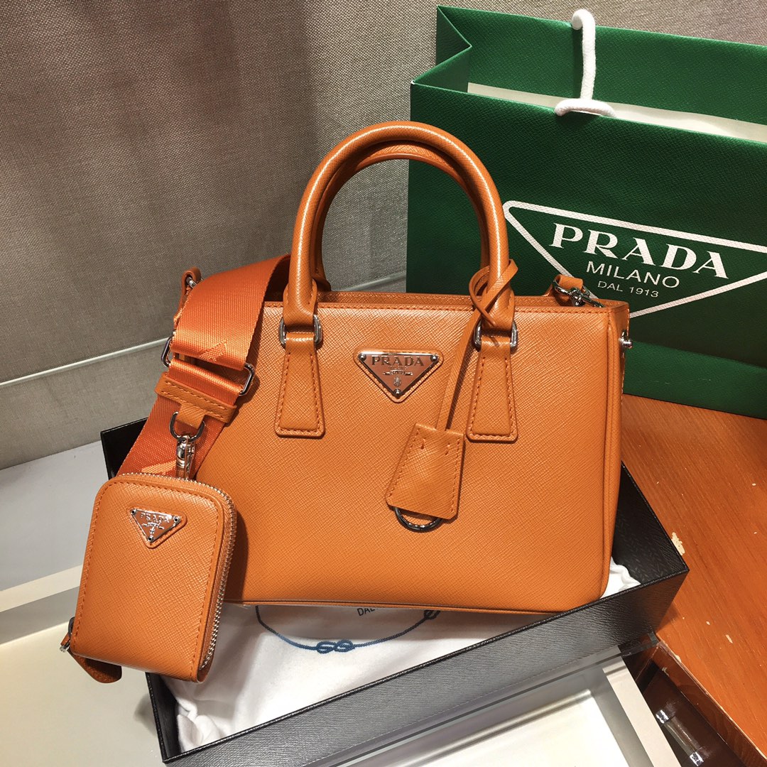 Pra*a mini galleria saffiano leather bag orange 1ba296 23 x 16.5 x 10 cm