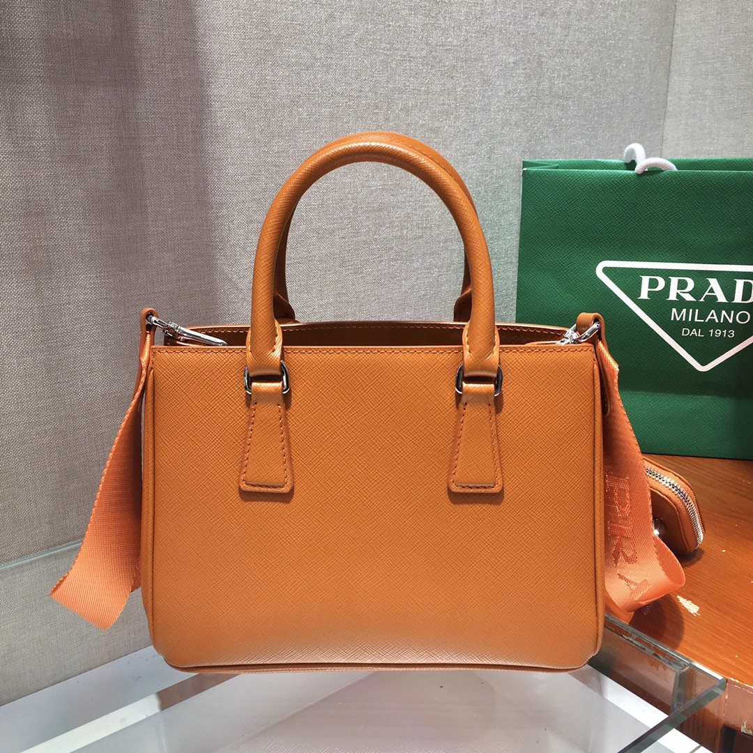 Pra*a mini galleria saffiano leather bag orange 1ba296 23 x 16.5 x 10 cm
