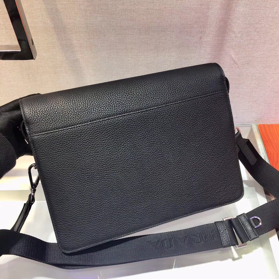 Pra*a leather cross-body bag black 2vd012 30 × 22 × 5 cm