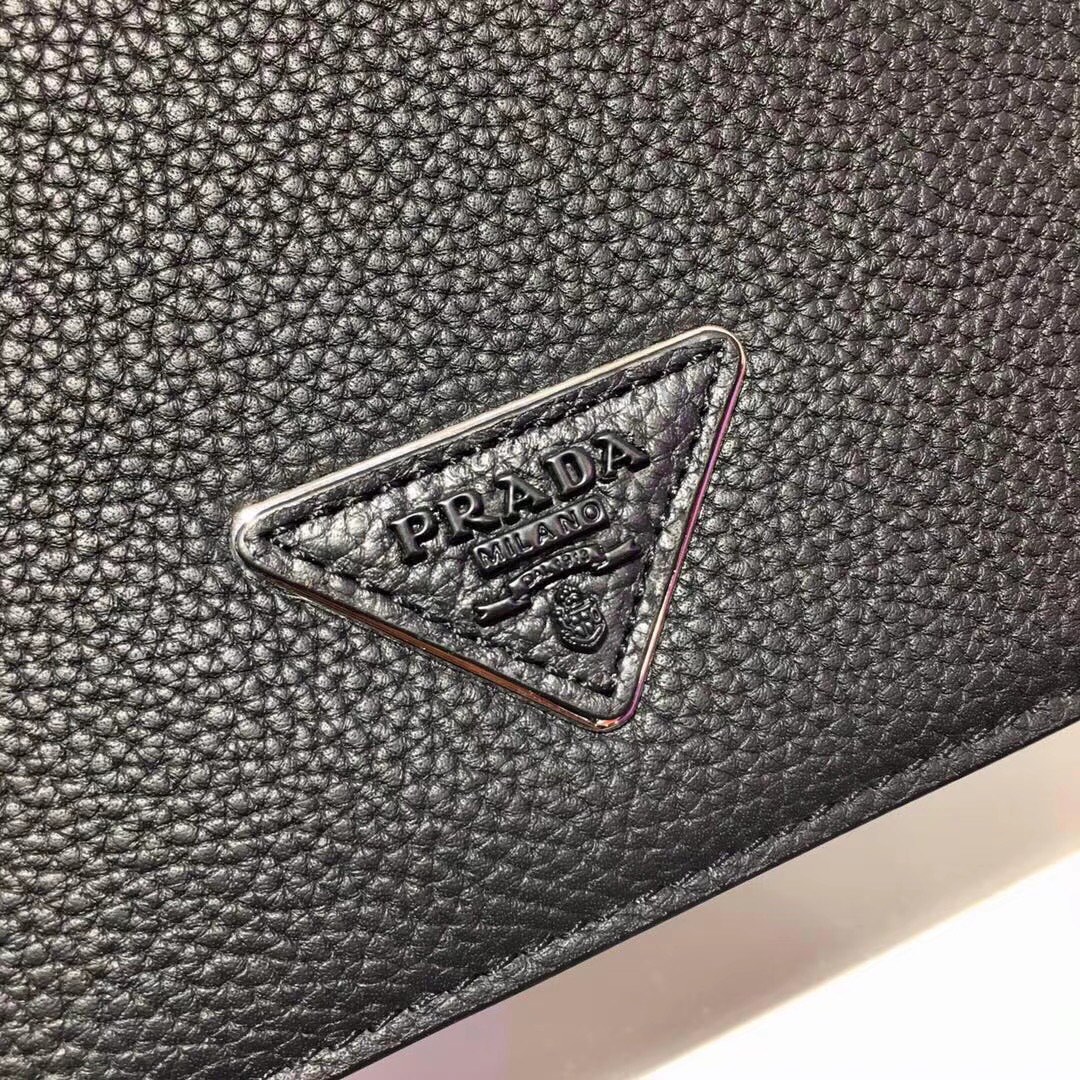 Pra*a leather cross-body bag black 2vd012 30 × 22 × 5 cm