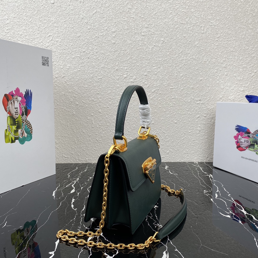 Pra*a symbole saffiano leather symbole bag green 1bn021 20 × 15 × 5 cm