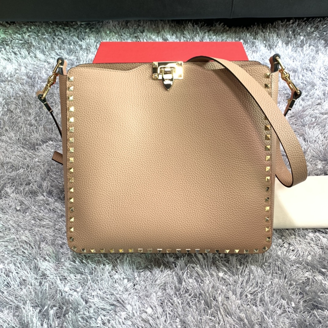 Va1e*ntin0 large garavani rockstud tote soft cowhide leather creme 50031 31 × 8 × 30 cm